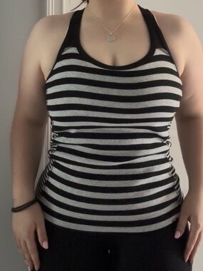 Y2K Champion Black & Gray Striped Racerback Tank